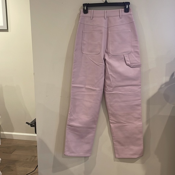 ASOS cargo wide leg fix leather pant pink cream - Picture 7 of 9